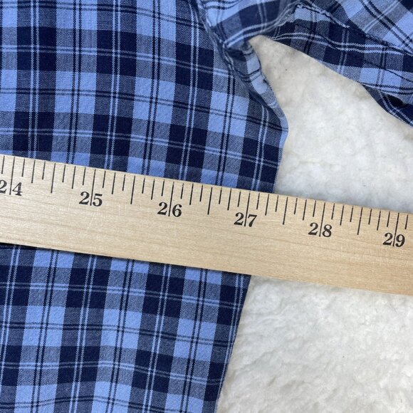 Chaps Shirt Mens XXL Easy Care Blue Plaid Wrinkle Resistant Cotton Blend Pocket - Picture 3 of 7